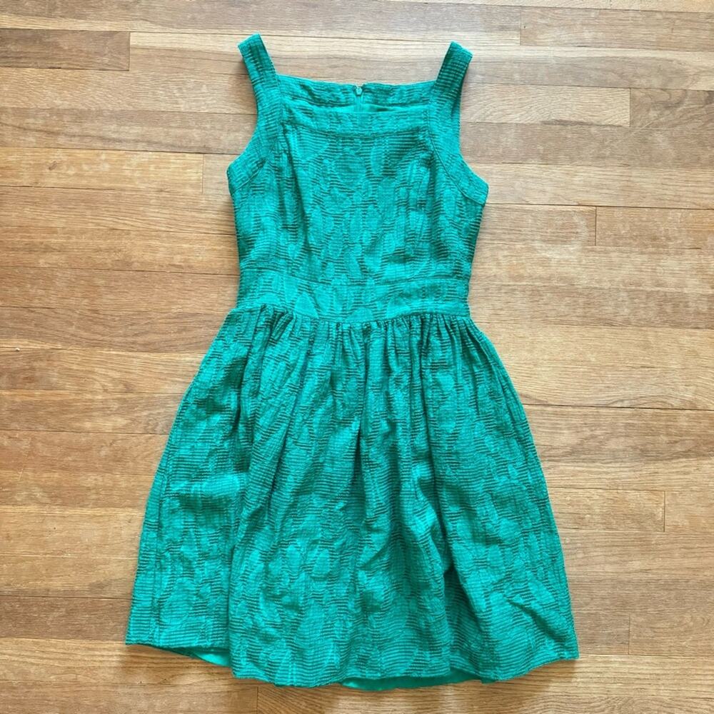 Duro Olowu green sleeveless pleated a-line mini dress size 4
 b32